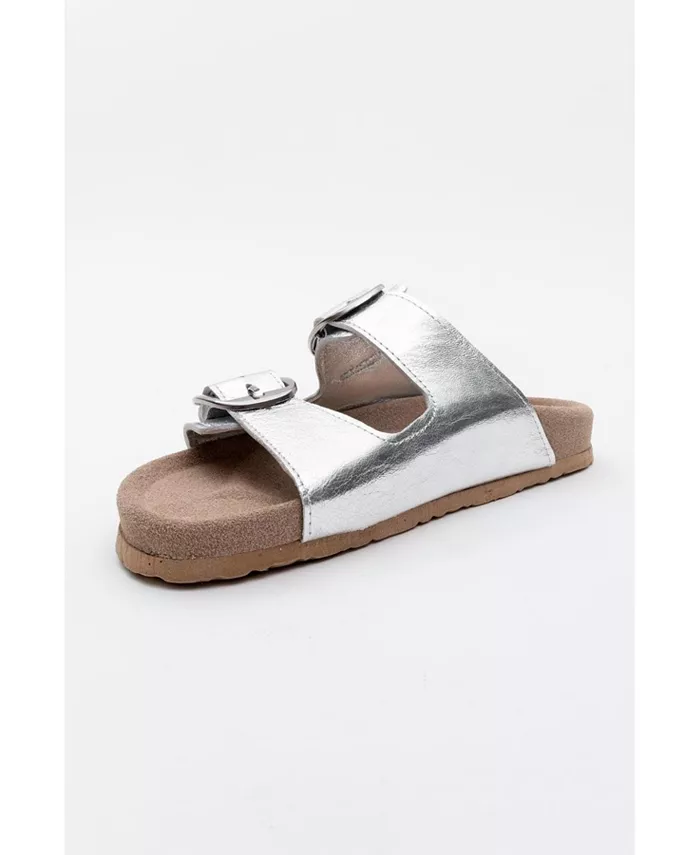 Овеста Слайды на мягкой стельке из кожи (женские) Forever & Always Shoes, серебряный — фото 2