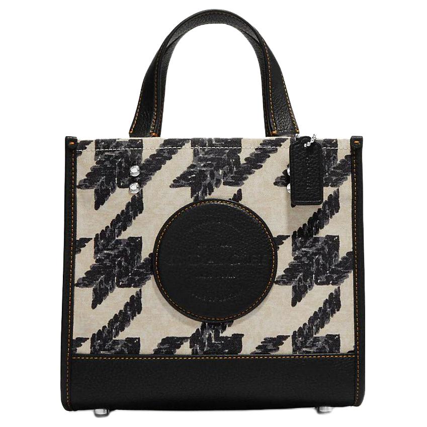 

Сумка-шоппер Dempsey Canvas With Leather из холста и кожи, женская, черно-кремовая COACH