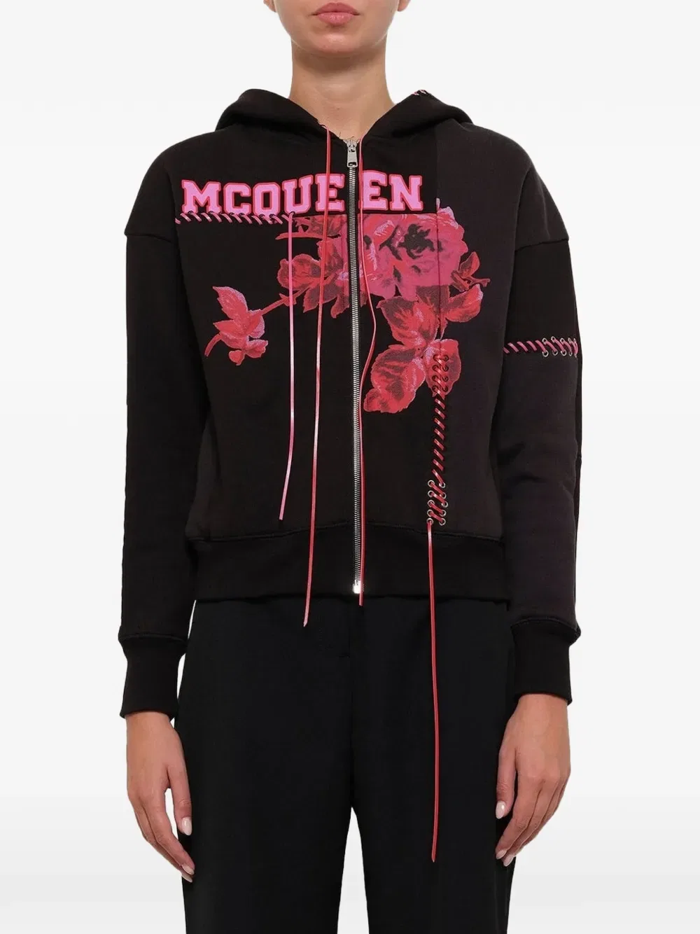 Толстовка с цветочным логотипом Alexander Mcqueen, черный