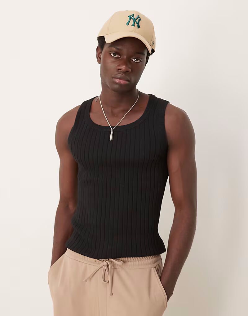 

Топ ASOS DESIGN из трикотажной резинки, облегающий фигуру, черного цвета