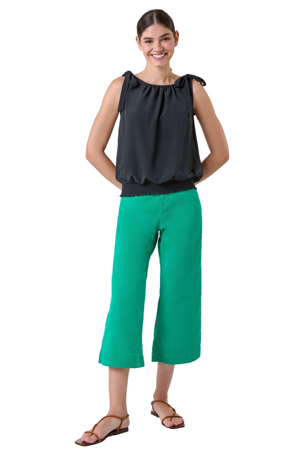 

Топ с гофрированным подолом и бантом Roman, черный