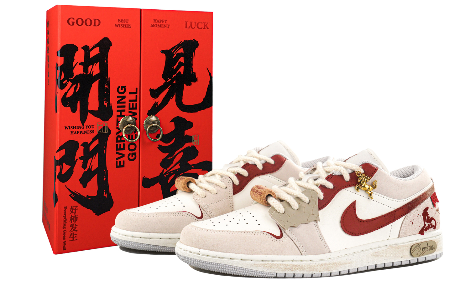 

Jordan Air 1 Guiper Manufacturing CNY Horse Year, Red Phoenix Soaring низкие кроссовки для скейтбординга мужские красный коричневый