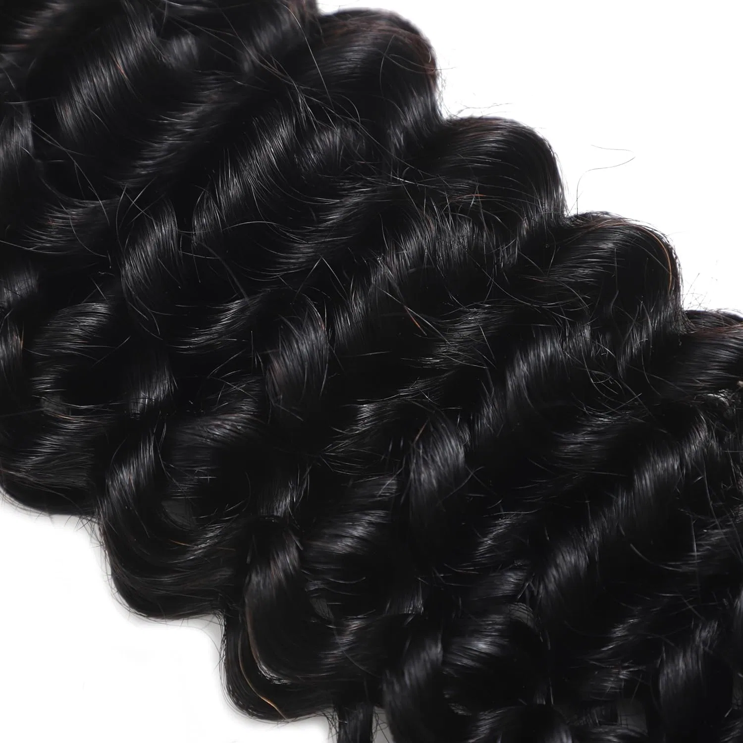 Натуральные волосы Deep Wave Bulk для бохо-кос, 14 дюймов, 100 г Feibin, Deep Wave-Noir — фото 4