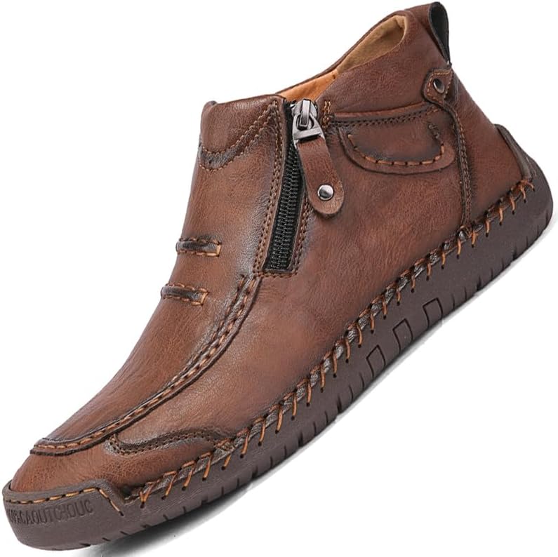 

Мужские ботинки для мужчин, высокие лоферы, туфли Челси из кожи, повседневные и нарядные, мужские белые, хаки, коричневые, черные, синие, размеры, ботинки, формальные оксфорды Dzujy