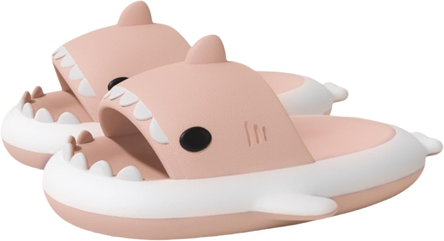 

Оригинальные шлепанцы с акулой, новые милые шлепанцы с радужной акулой для взрослых, шлепанцы с акулой с звездным градиентом, унисекс Generic, белый/розовый