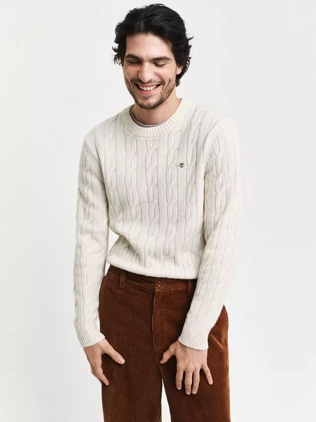 

Свитер GANT Lambswool Cable Knit, кремовый