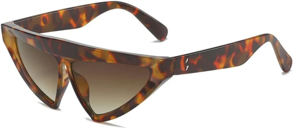 

Винтажные солнцезащитные очки-«кошачий глаз» треугольной формы для женщин и мужчин, модные, розовые, с защитой от УФ-излучения UV400 и заклепками TVTBBVV, Leopard Tea Gradient