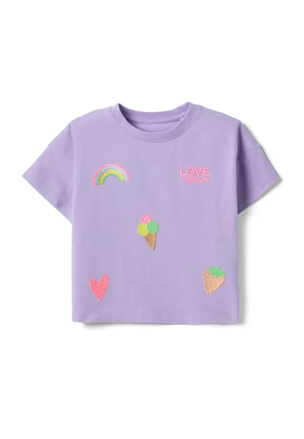 Футболка прямого кроя из эластичной ткани с вышивкой Ovs, Light Purple