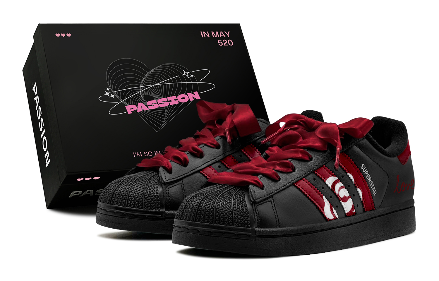 

Adidas Originals Superstar 2 Couple's, Romantic Treat, Fiery Rose Love, Fashion Individual, Unique Charm Low top