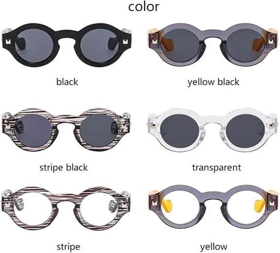 

Солнцезащитные очки для мужчин и женщин - защита UV400 - маленькая круглая оправа с цветными линзами для занятий спортом на открытом воздухе и вождения QWBSER, 5