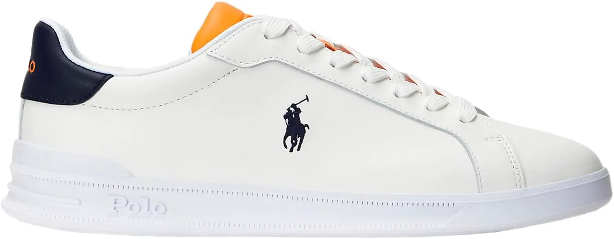 Мужские кожаные кроссовки Polo Ralph Lauren Heritage Court II, белый/темно-синий/оранжевый — фото 2