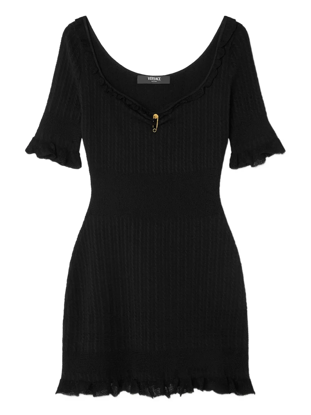 

Платье мини Medusa Safety Pin в рубчик VERSACE, черный