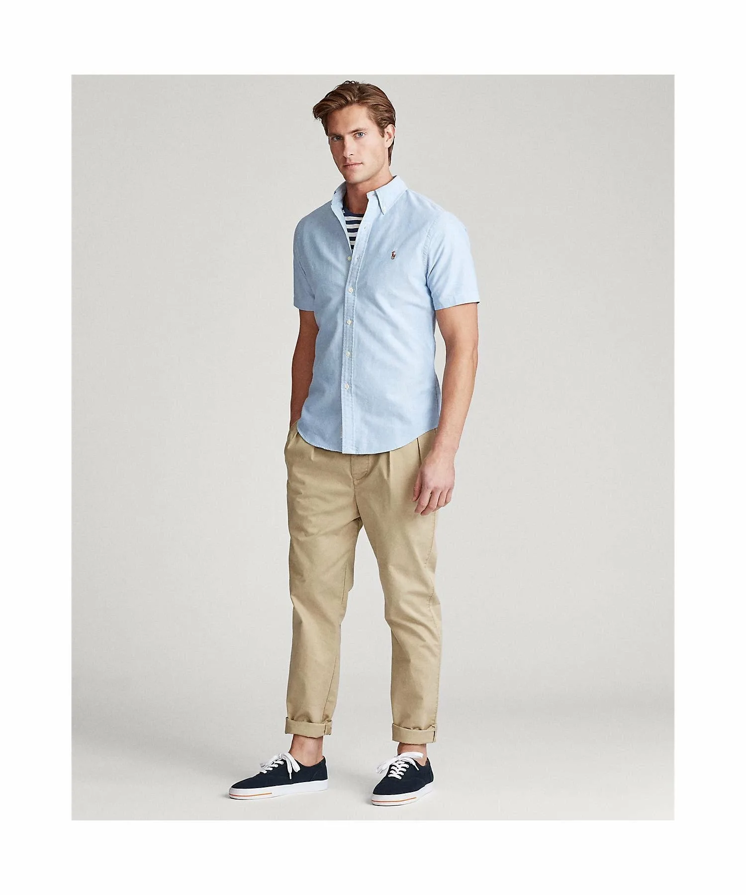 Классическая рубашка Оксфорд Polo Ralph Lauren, 400 Blue — фото 3