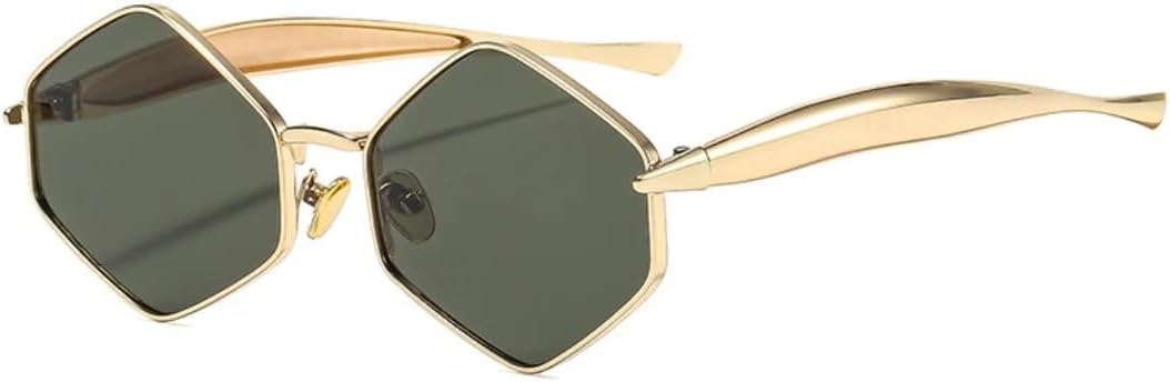 

Роскошные модные металлические многоугольные женские солнцезащитные очки, трендовые мужские очки для активного отдыха, путешествий, улицы, с застежкой UV400 TVTBBVV, Gold Green
