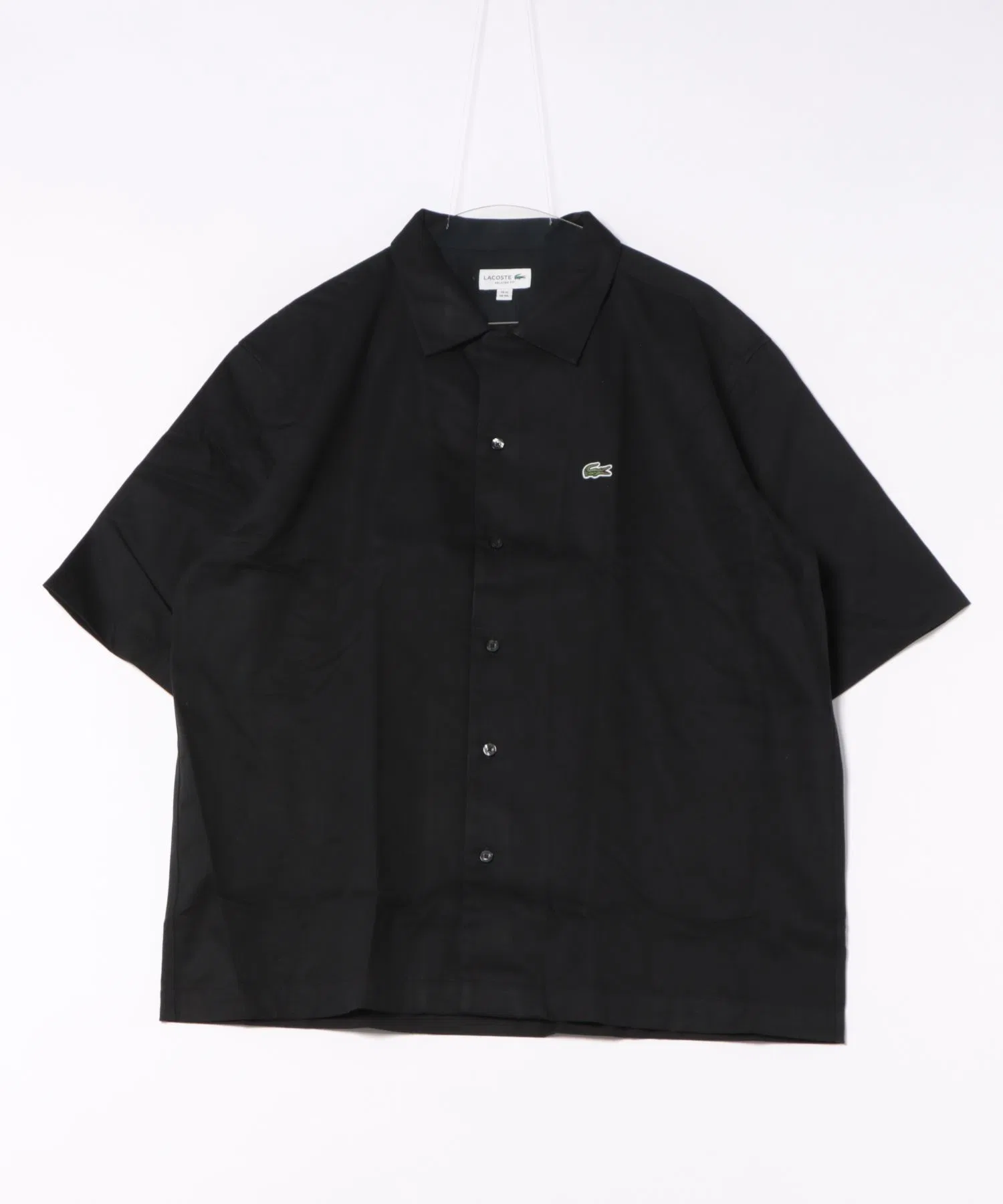 Рубашка Lacoste CH2894-99 мужская с коротким рукавом, из смесовой ткани хлопка и шелка, черный