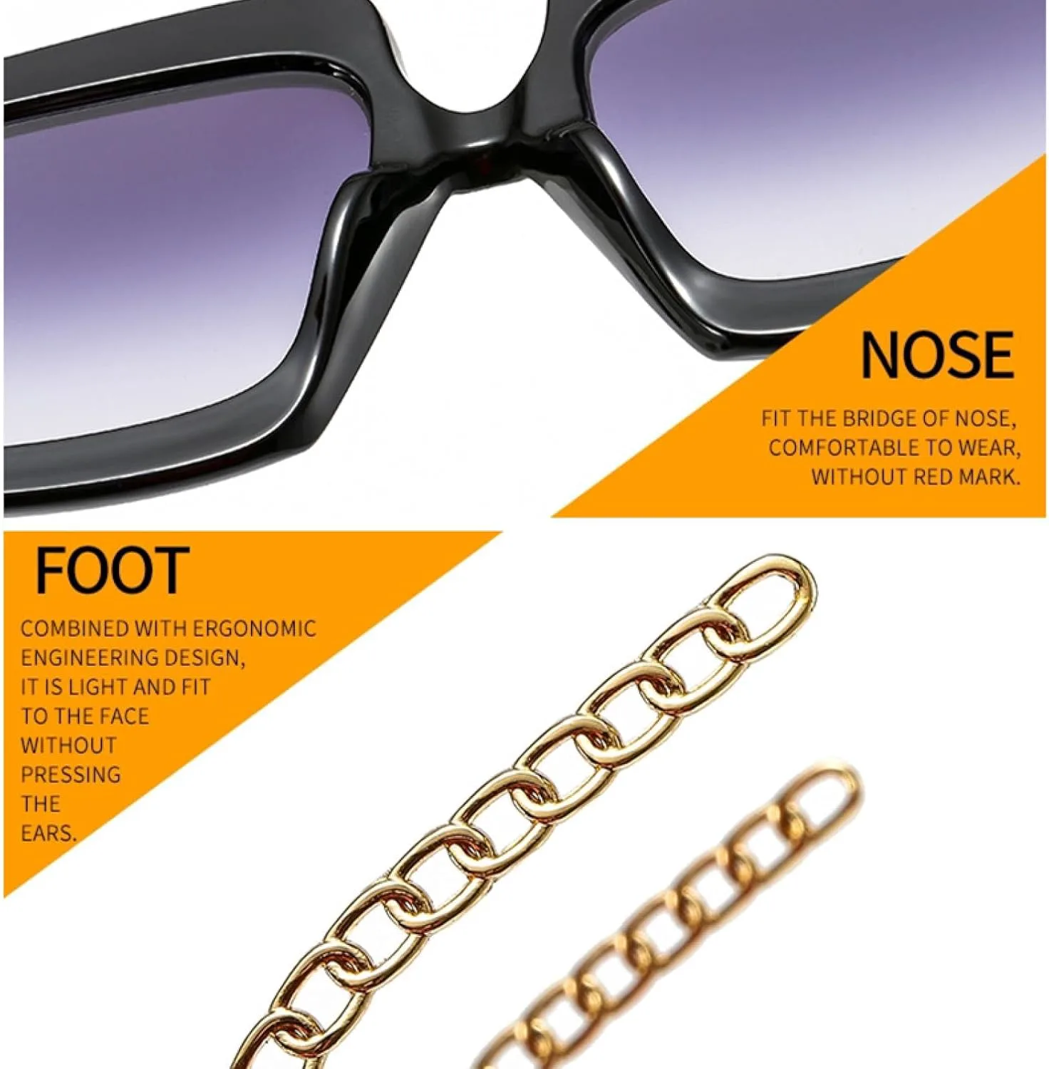 

Крупные роскошные солнцезащитные очки с цепочками на дужках, модные, для мужчин и женщин, с защитой от УФ-излучения UV400, винтажные TVTBBVV, C1black-gray