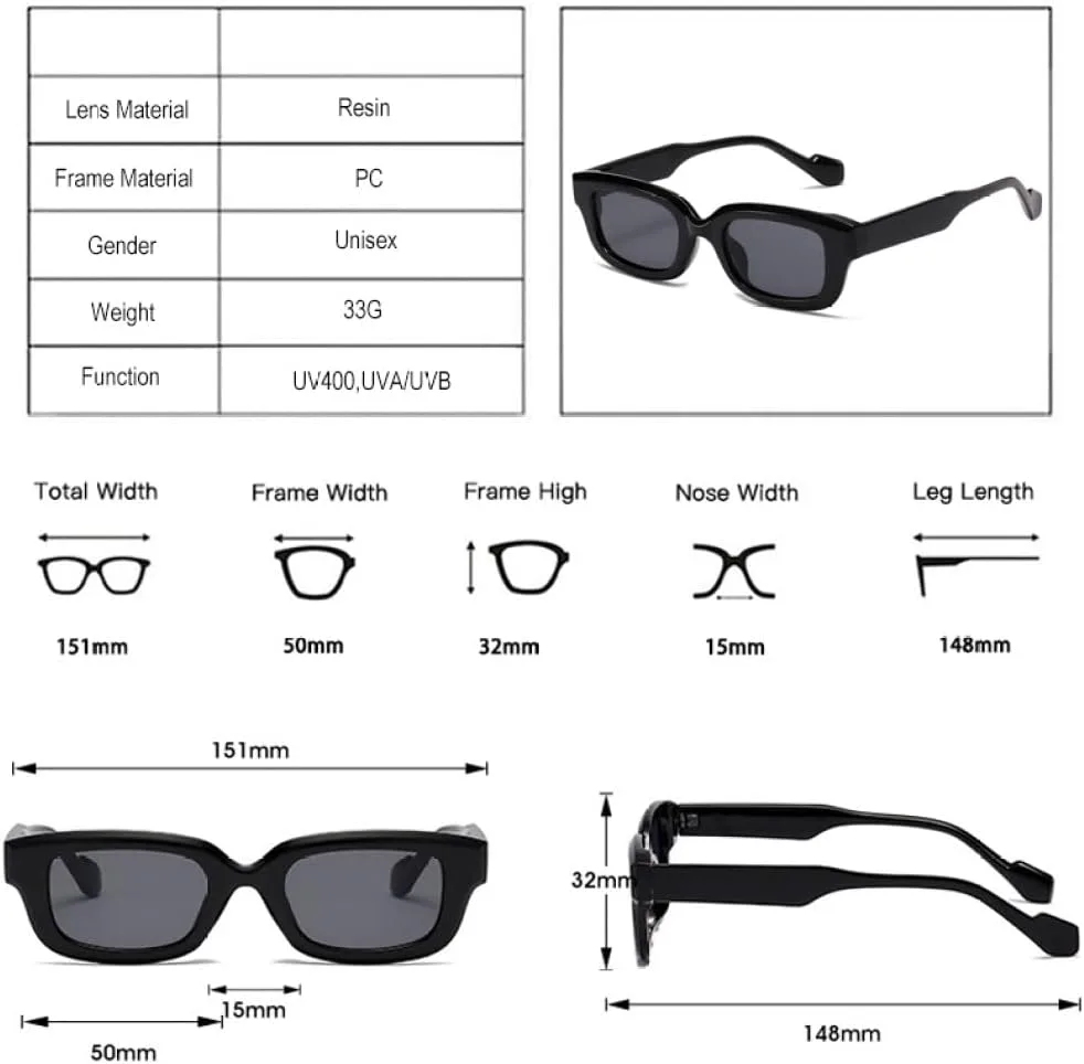 

Солнцезащитные очки ретро-размера, маленькие, прямоугольные, женские, конфетные цвета, защита от УФ-излучения UV400, квадратные, мужские generic, Black Grey