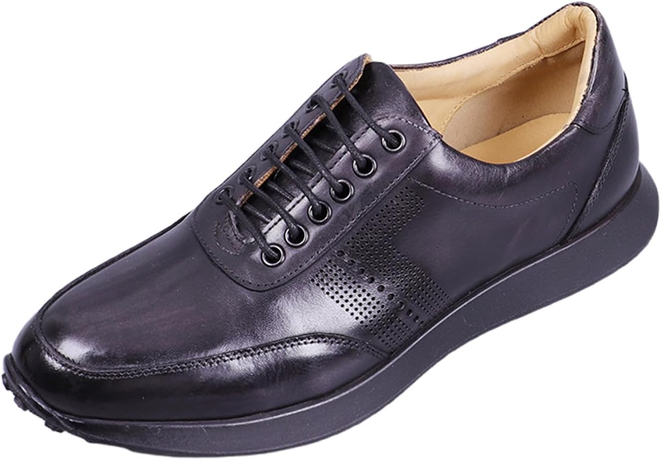 

Мужские повседневные кроссовки Santimon из премиальной кожи с шнуровкой, дышащие прогулочные туфли для мужчин, удобные, с противоскользящей подошвой, легкие, для офиса, путешествий и повседневной носки, черный