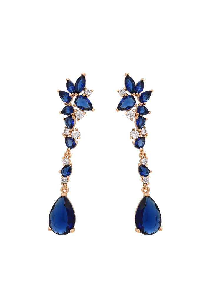 

Faina Женские висячие серьги из розового золота и темно-синего цвета