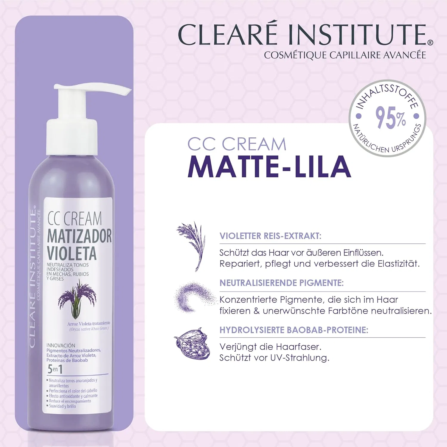 Фиолетовый матирующий CC-крем для волос Clearé Institute Clearé Institute — фото 3