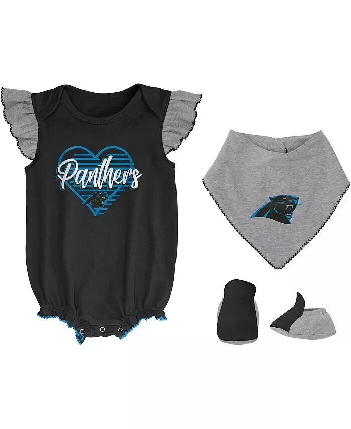 

Комплект боди Carolina Panthers All The Love для новорожденных и младенцев, черный, серо-лиловый, с нагрудником и ботинками Outerstuff