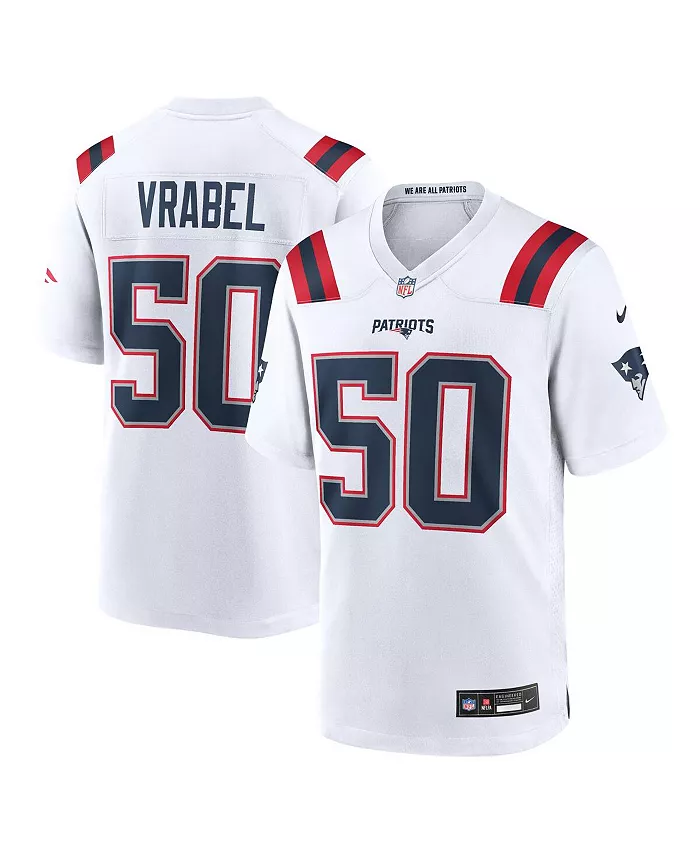 

Мужская игровая футболка Mike Vrabel белого цвета New England Patriots (игрок на пенсии) Nike