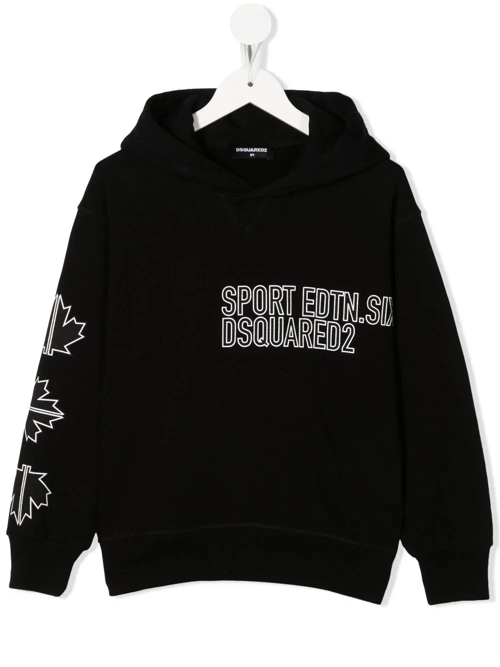 Толстовка с капюшоном из флиса с принтом логотипа Dsquared2 Kids, черный