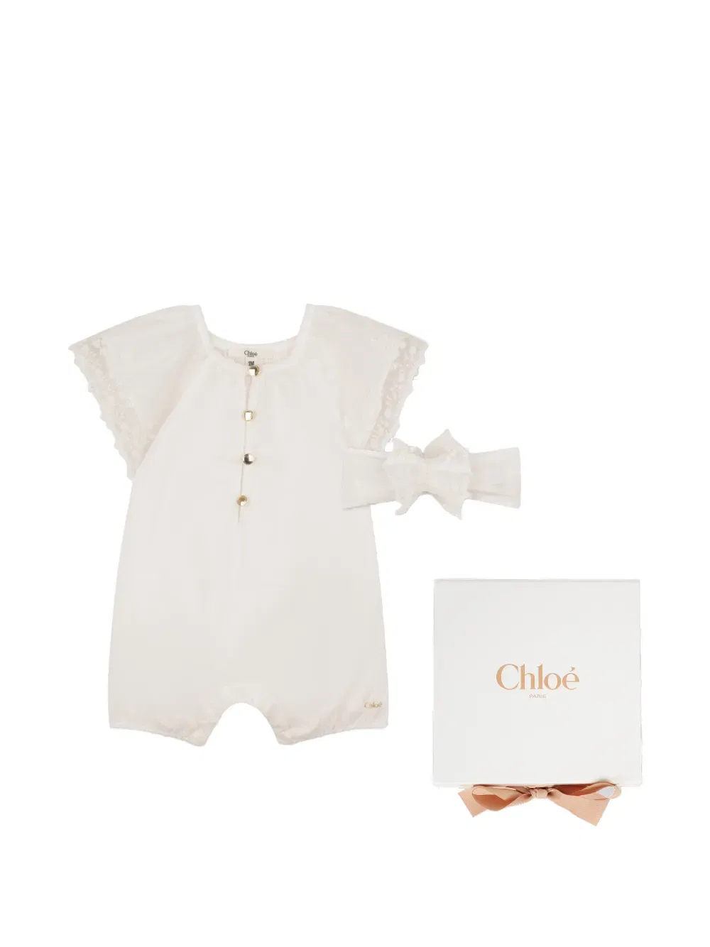 Комбинезон с кружевной отделкой Chloe Kids, нейтральный