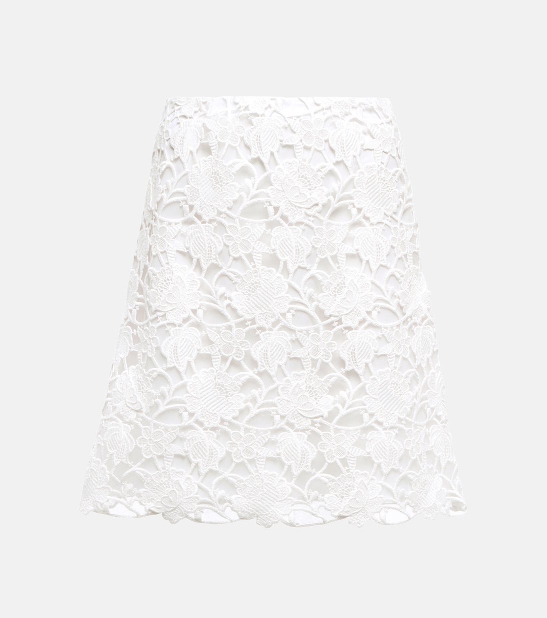 

Мини-юбка Broderie anglaise из смесового хлопка Giambattista Valli, слоновая кость