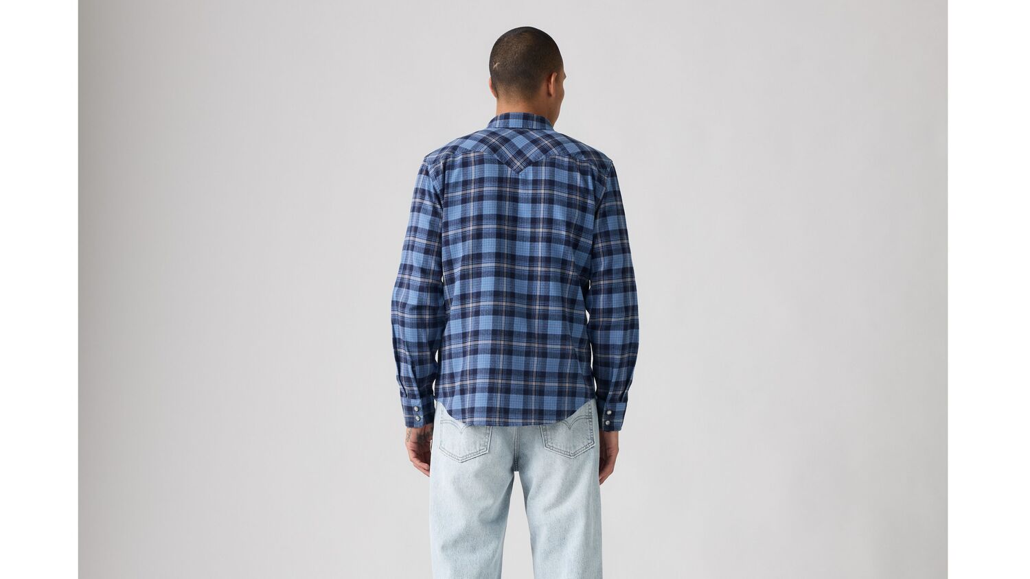 Классическая фланелевая рубашка в стиле вестерн стандартного кроя Levi's, Niklas Plaid Quiet Harbor - Blue — фото 3