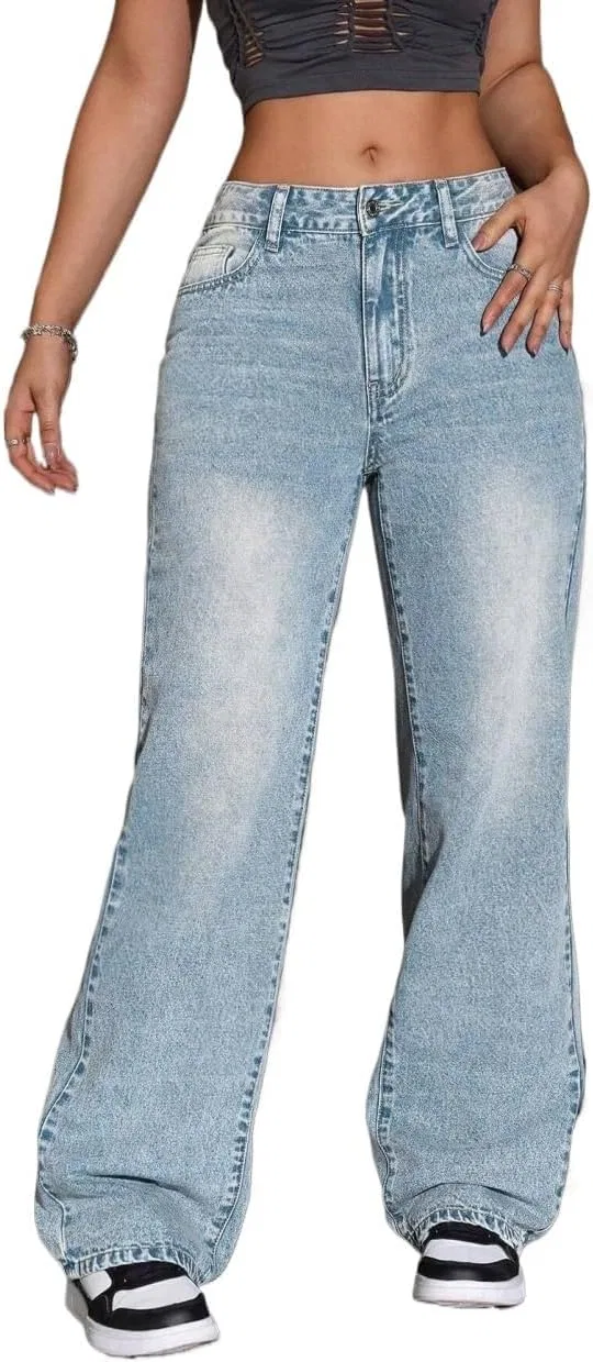 Джинсы женские, заниженная талия, ретро прямые, Light Wash