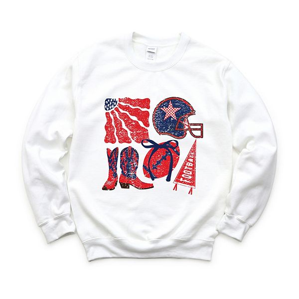 

Футбольный флаг red and blue - женский свитшот Simply Sage Market, White, Белый, Футбольный флаг red and blue - женский свитшот Simply Sage Market, White