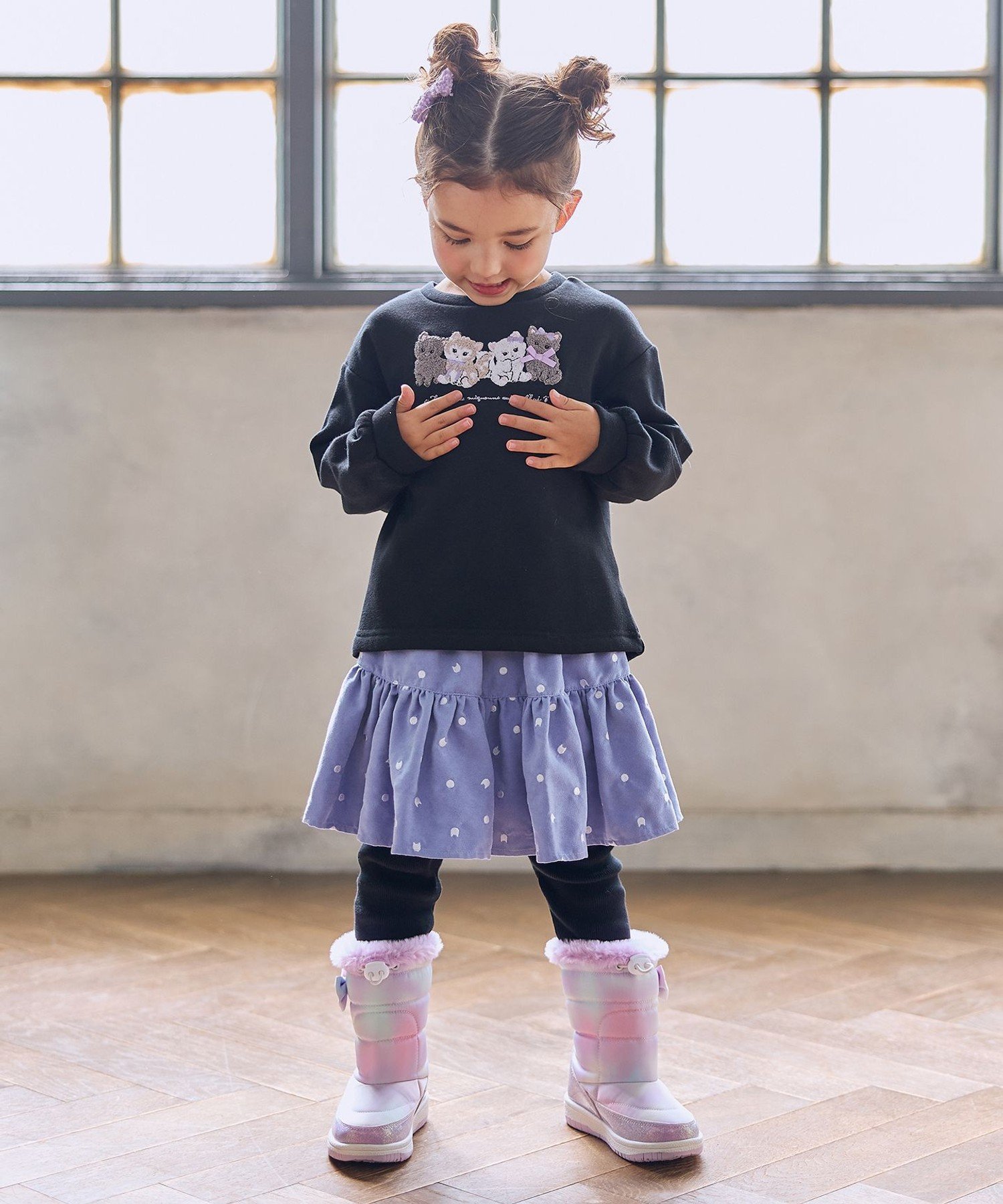 Толстовка с вышивкой и ворсистой подкладкой от Накаёси Сагара ANY KIDS, Black x Cat [005] — фото 2