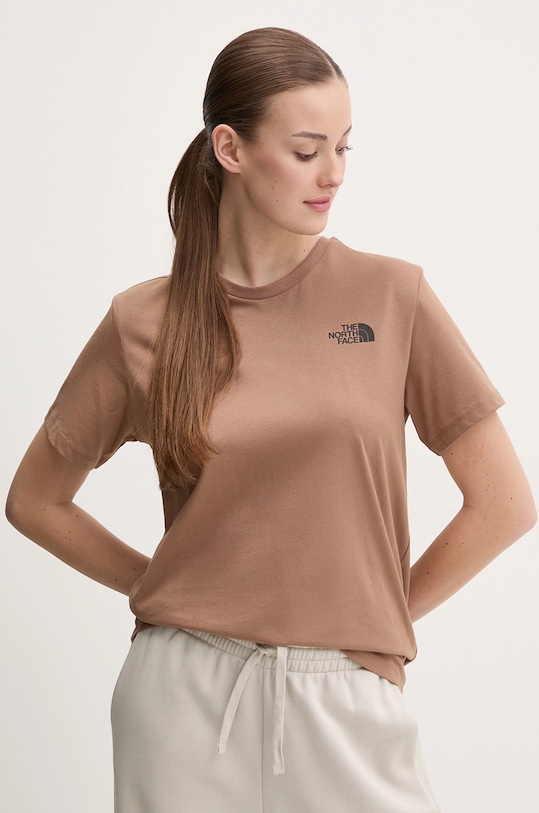 

Хлопковая футболка Box Relaxed The North Face, коричневый