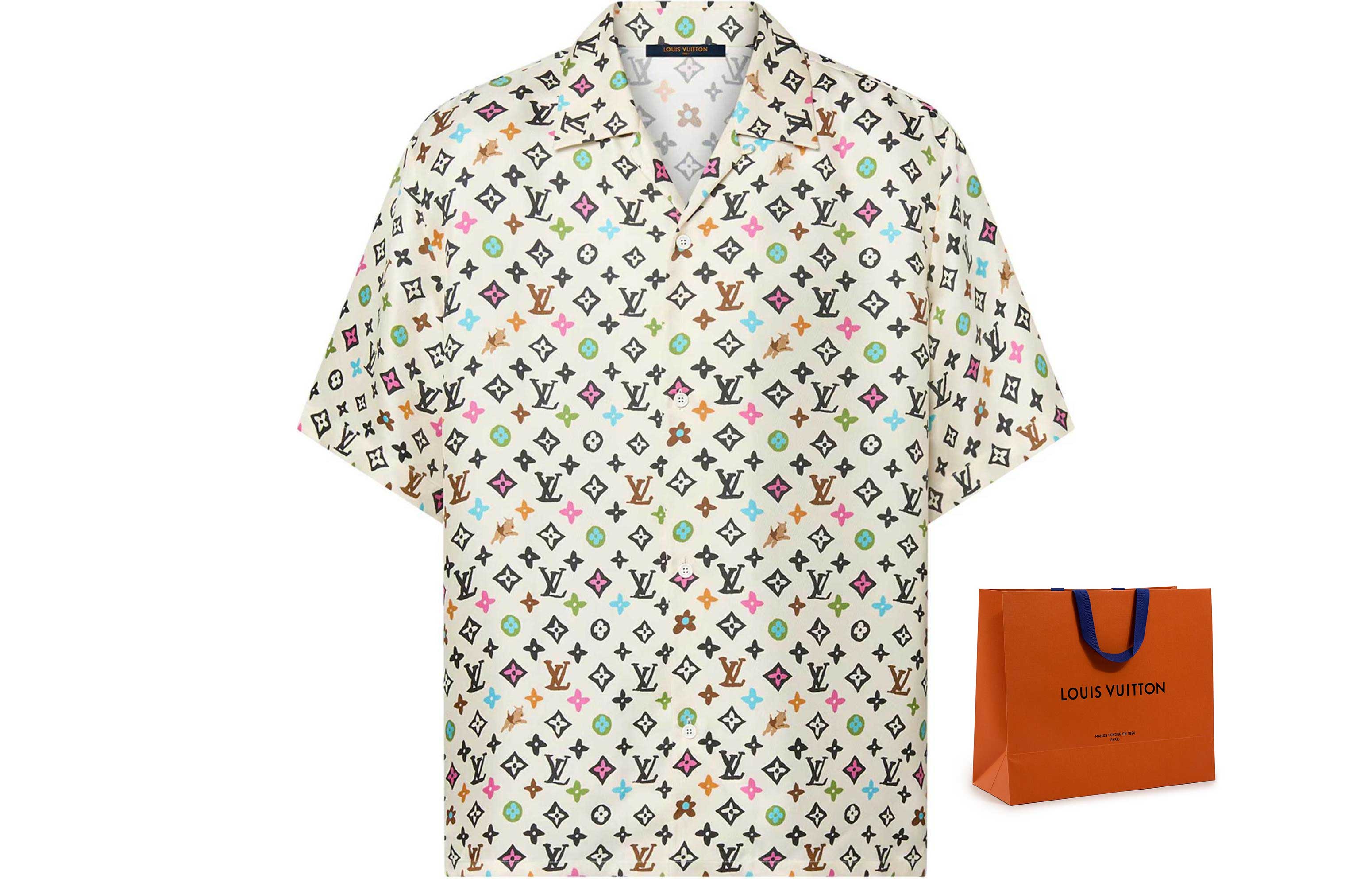 Футболка с коротким рукавом из шелка с монограммой By Tyler The Creator LOUIS VUITTON, светло-бежевый — фото 3