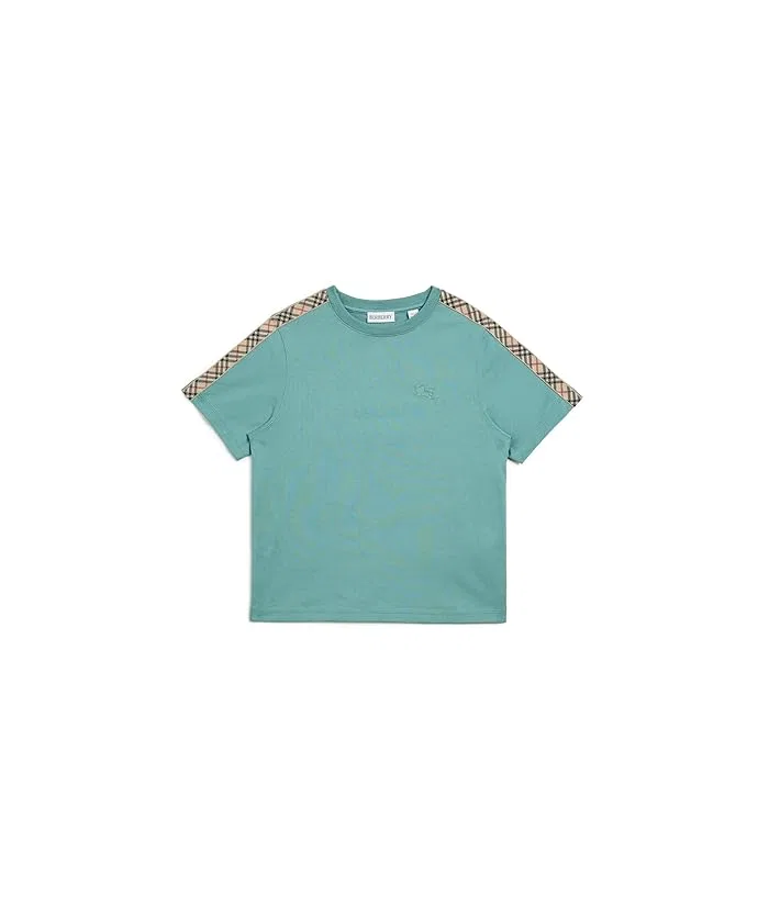 Футболка с клетчатым узором Cedar Check Tape Shirt Burberry Kids, Gulf