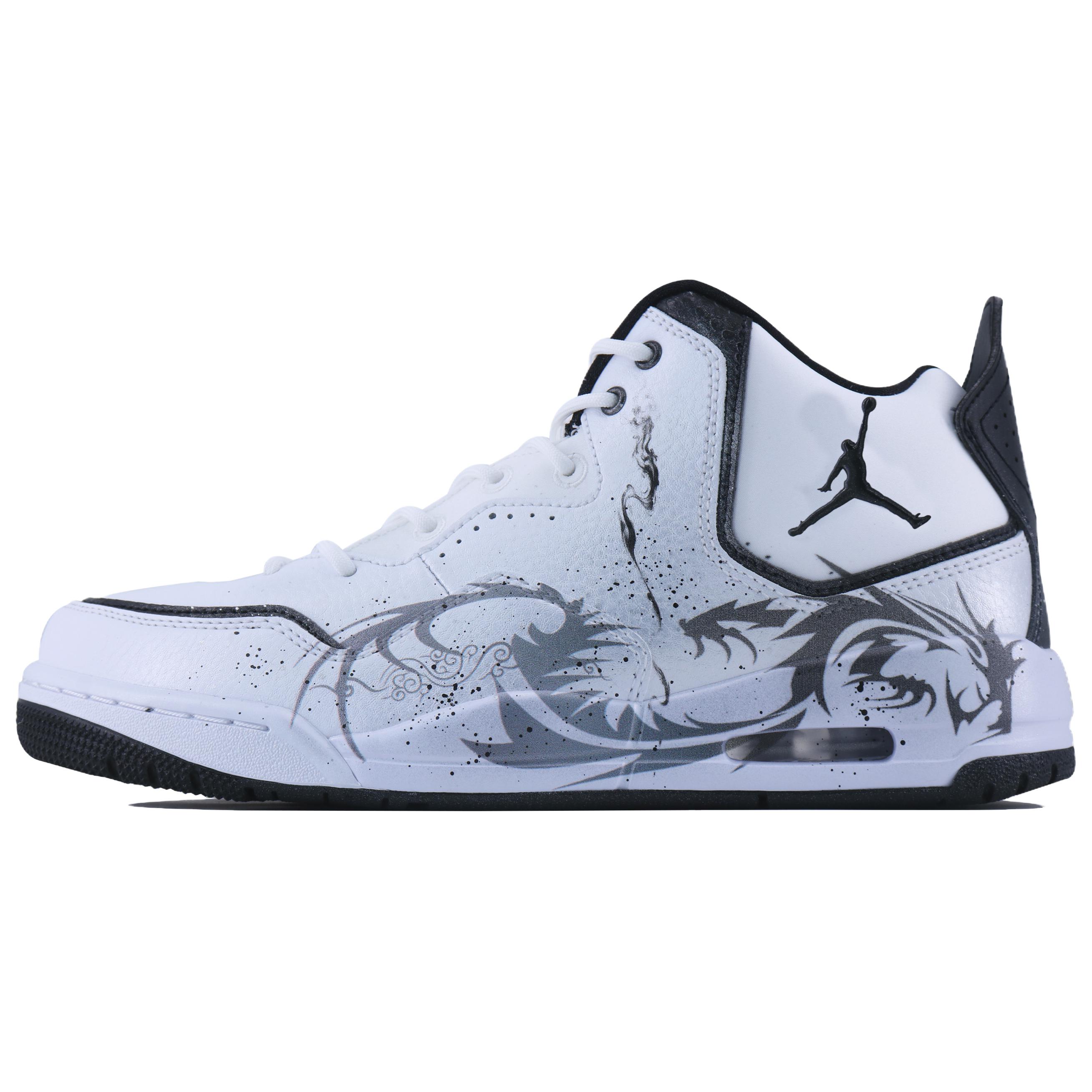 Jordan Кроссовки баскетбольные Courtside 23 Cloud Serpent Mid top мужские, устойчивые к истиранию, винтажные, белый серый черный — фото 2