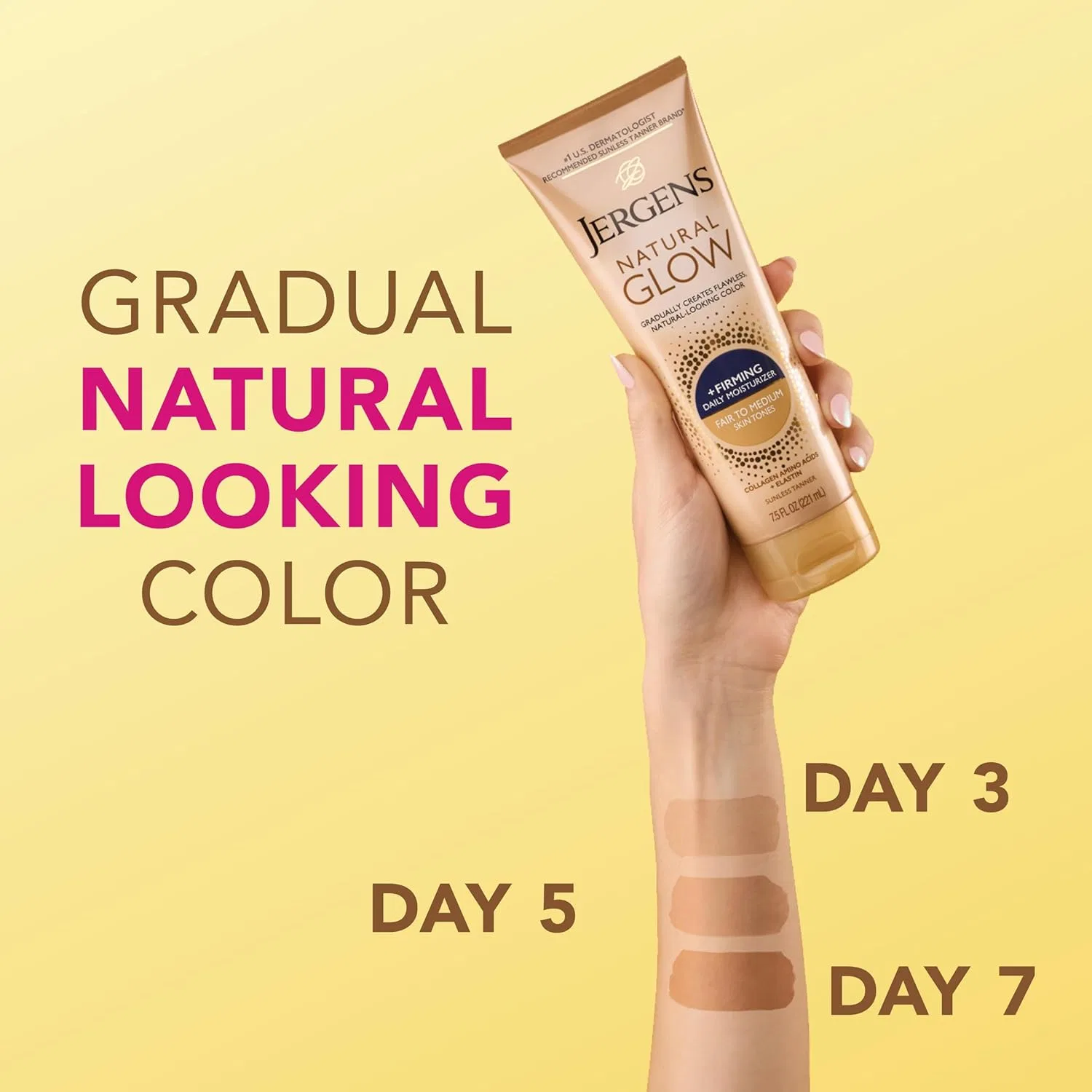 Лосьон для тела автозагар Jergens Natural Glow Firming Moisturizer для светлой и средней кожи, 7.5 унций — фото 4