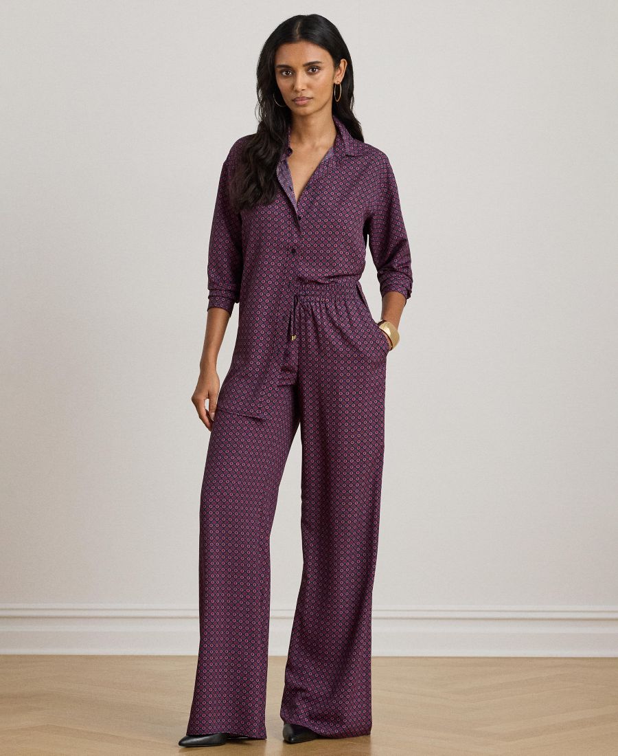 

Женские брюки с широкими штанинами и принтом в виде платка Lauren Ralph Lauren, Navy Multi