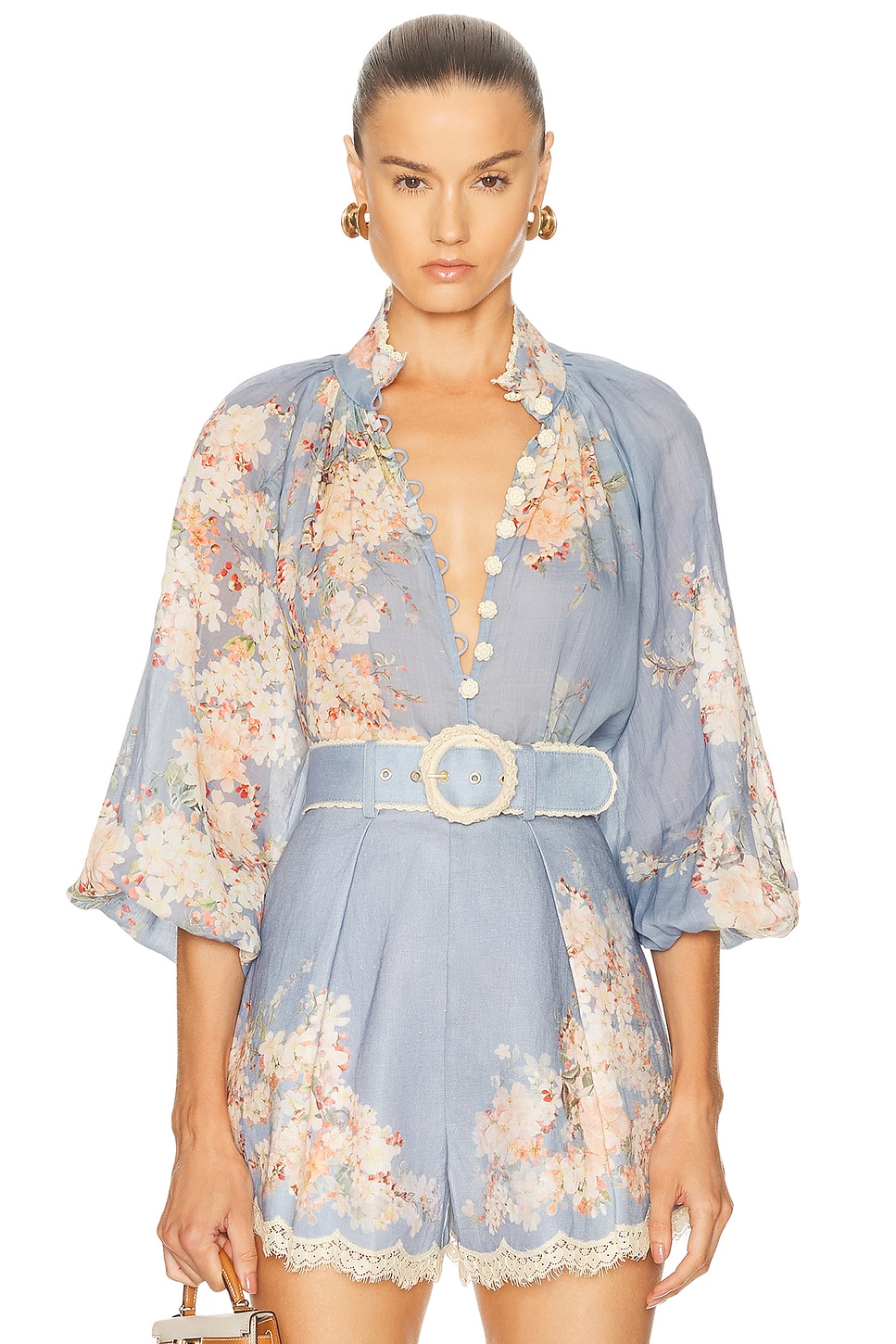 

Каскадская блуза Billow Zimmermann, Teal Blue Botanical Floral
