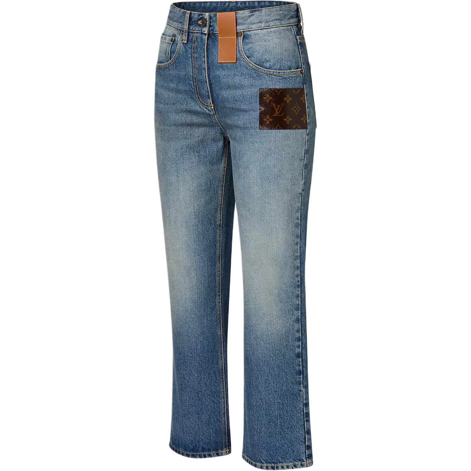 LOUIS VUITTON Джинсы Women's Blue Moderate Straight Fit — фото 4