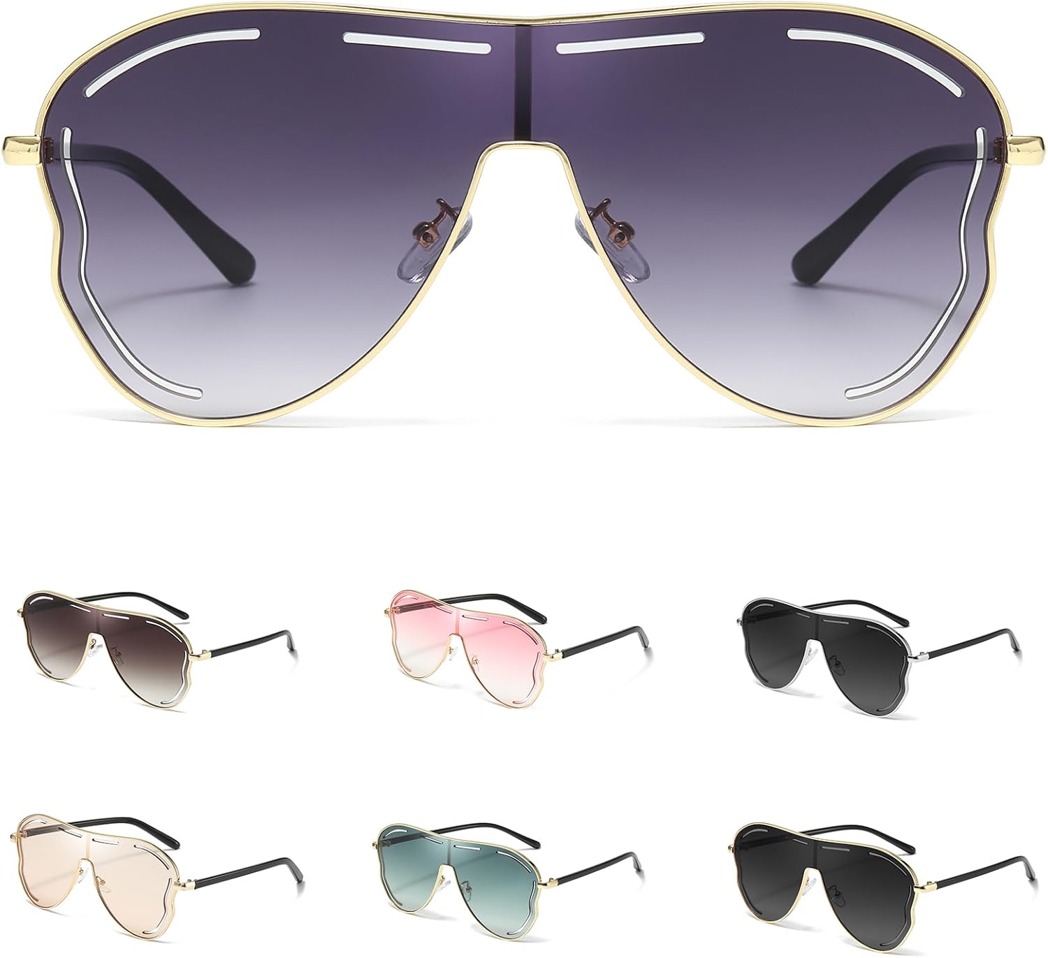 

Солнцезащитные очки-авиаторы LVIOE для женщин и мужчин, большие металлические солнцезащитные очки-авиаторы, модные солнцезащитные очки-щитки с защитой от УФ-излучения UV400, A3 Gold/Gra Grey