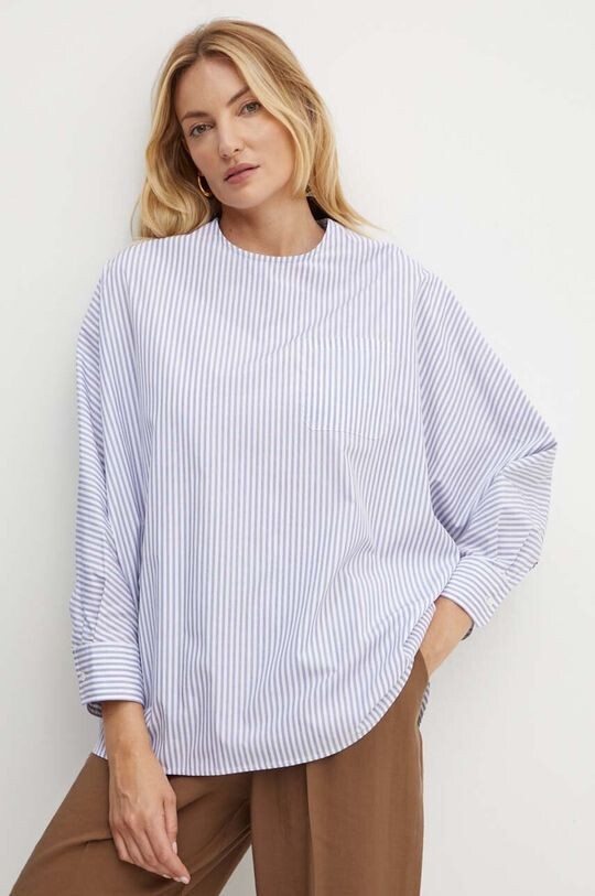 

Хлопковая блузка Weekend Max Mara, темно-синий