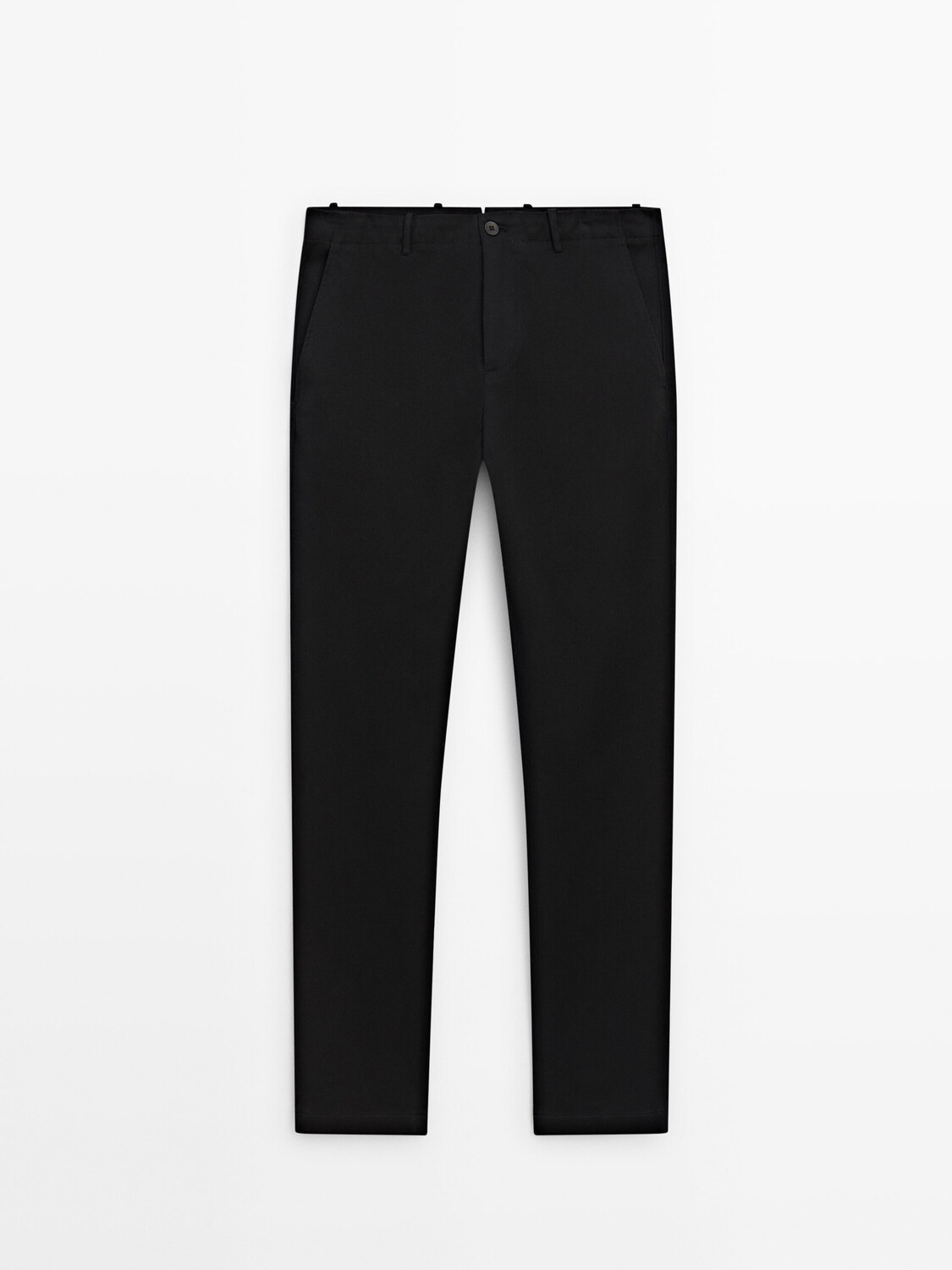 

Брюки Tapered-Fit из хлопчатобумажной саржи Massimo Dutti, черный