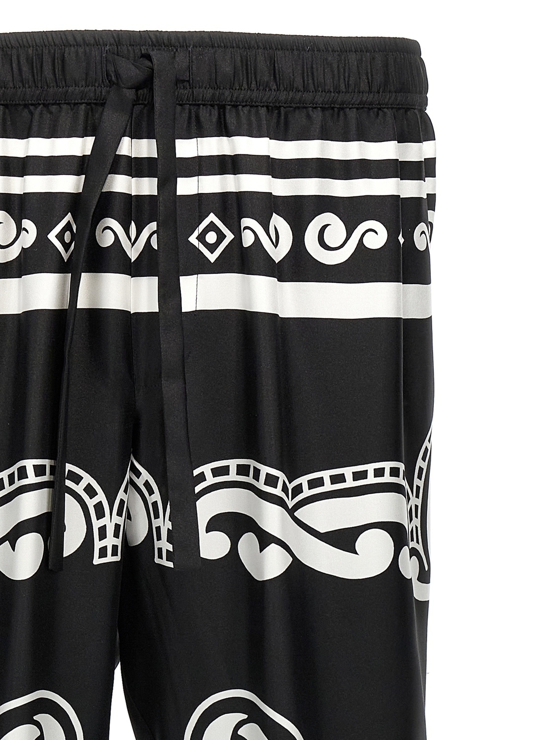 Шелковые брюки DOLCE & GABBANA, белый/черный — фото 3
