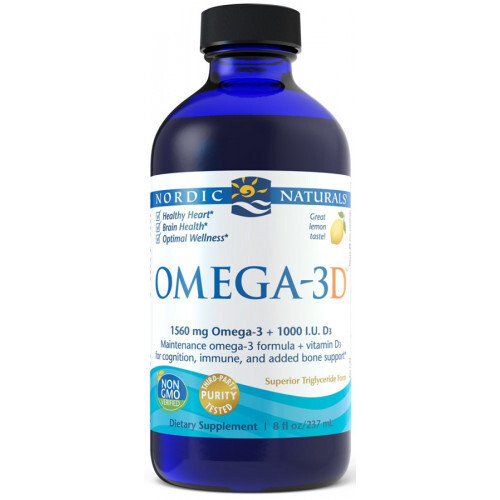 

Nordic Naturals, Омега-3 с витамином D3 1560 мг со вкусом лимона 237 мл