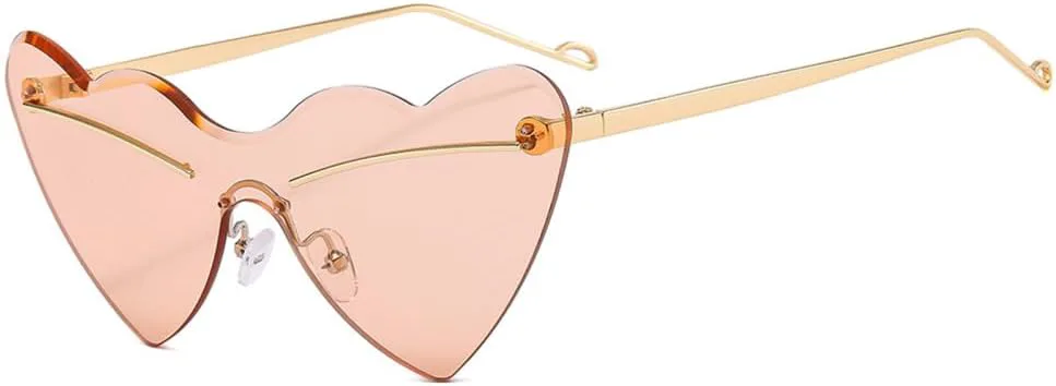 

Солнцезащитные очки в стиле панк без оправы с сердечками, новые, для женщин и мужчин, в комплекте одна пара, черные, с защитой от УФ-излучения UV400 generic, 2