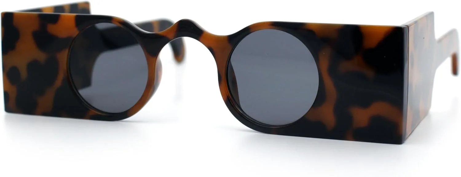 

Солнцезащитные очки в стиле хипстер с перемычкой в ​​форме замочной скважины, прямоугольной формой перекладины и круглыми линзами SA106, Tortoise - Black