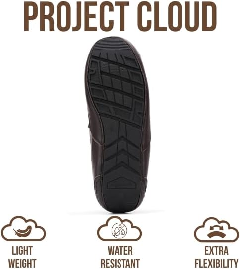 Мужские тапочки Project Cloud из 100 натуральной кожи с стелькой из пены с эффектом памяти - нескользящие и легкие тапочки для дома и улицы для мужчин (Oswin), коричневый/шоколадный — фото 4