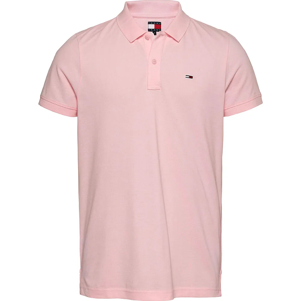 

Поло с коротким рукавом Tommy Jeans Placket Slim Fit, розовый